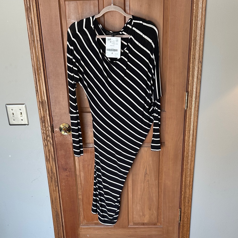BCBGMaxAzria Black and White Striped Dress